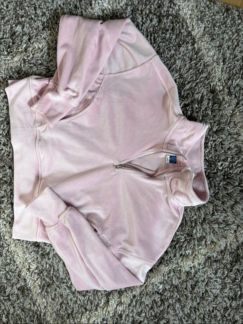 Old Navy Light Pink Girls Half-Zip Hoodie